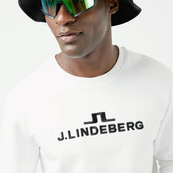 NEW J. Lindeberg Alpha Crew Neck Sweatshirt / White / Size Medium - Picture 4 of 11